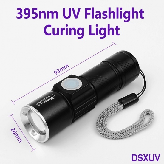Преносим 5W 395nm UV фенерче втвърдяваща лампа USB Зареждане на осветление за откриване